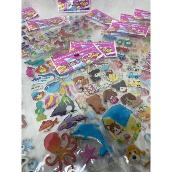 10 Packs of New in Packages Stickers Kids Animals Veggies Autos - Picture 4 of 4